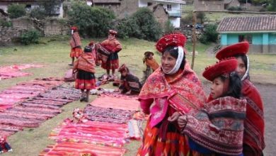 Huilloc Women Showing their Textiles