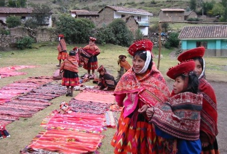 Huilloc Women Showing their Textiles