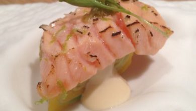 Salmon "Sushi" on Causa at Pakta (http://www.eataku.com/ post/48121147224/pakta-barcelona)