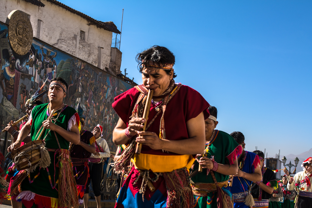 Musician Playing the Quena in a Parade (Hebert Huamani Jara)