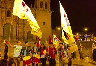 Supporters of PPK in Cusco (David Knowlton)