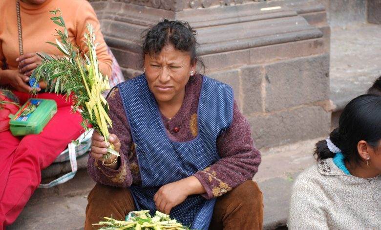 Selling Crosses of Palm Frond and Rosemary, Cuzco