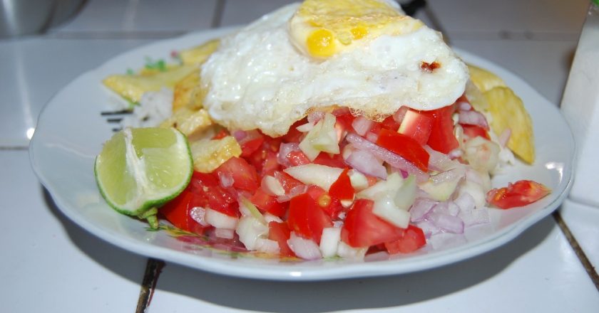 Rice with Fried Eggs and Salad