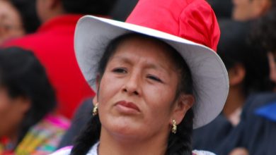 Woman from Cuzco Dancing in Traditional Chola Dress
