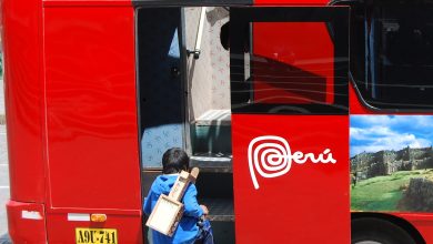 A Shoeshine Boy Going into Peru Bus