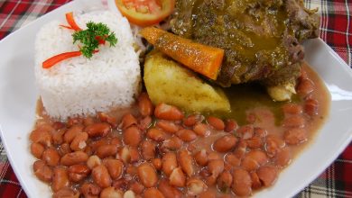 Seco de Cordero and Frijoles with Rice