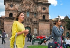 Travellers in the Plaza of Cuzco