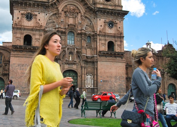 Travellers in the Plaza of Cuzco