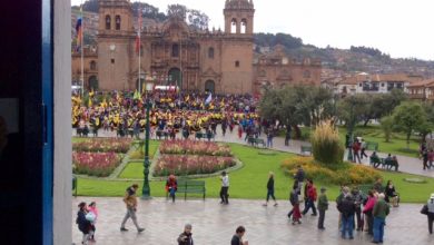 Cuzco's Plaza with Dancers in Parade (David Knowlton)