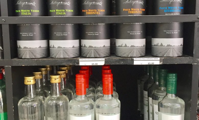 Pisco on display in a local store (David Knowlton)